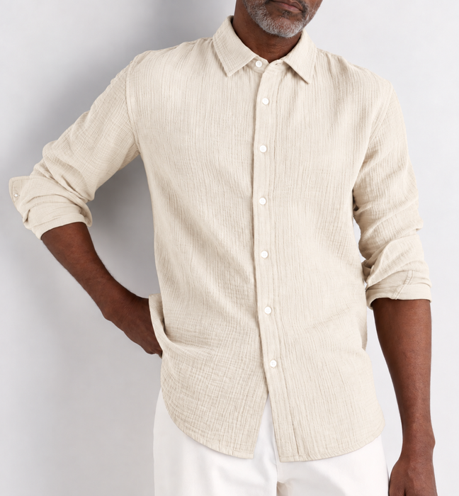 100% Organic Cotton Gauze Long Sleeve Shirt - Magnetic Closure