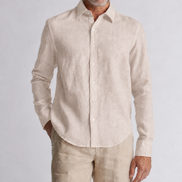 100% European Linen Relaxed Long Sleeve Shirt – Magnetic Closure