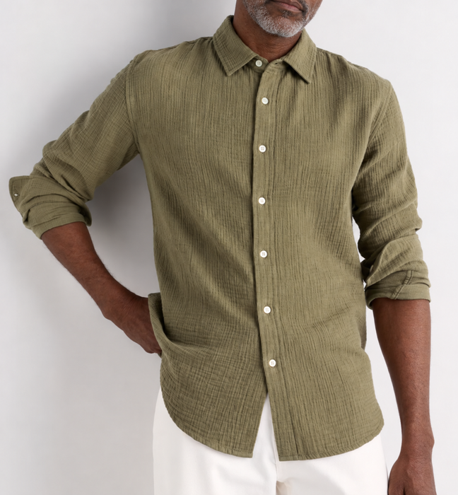 100% Organic Cotton Gauze Long Sleeve Shirt - Magnetic Closure