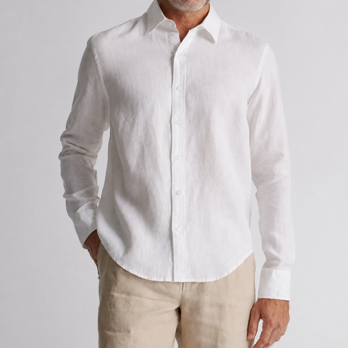 100% European Linen Relaxed Long Sleeve Shirt – Magnetic Closure