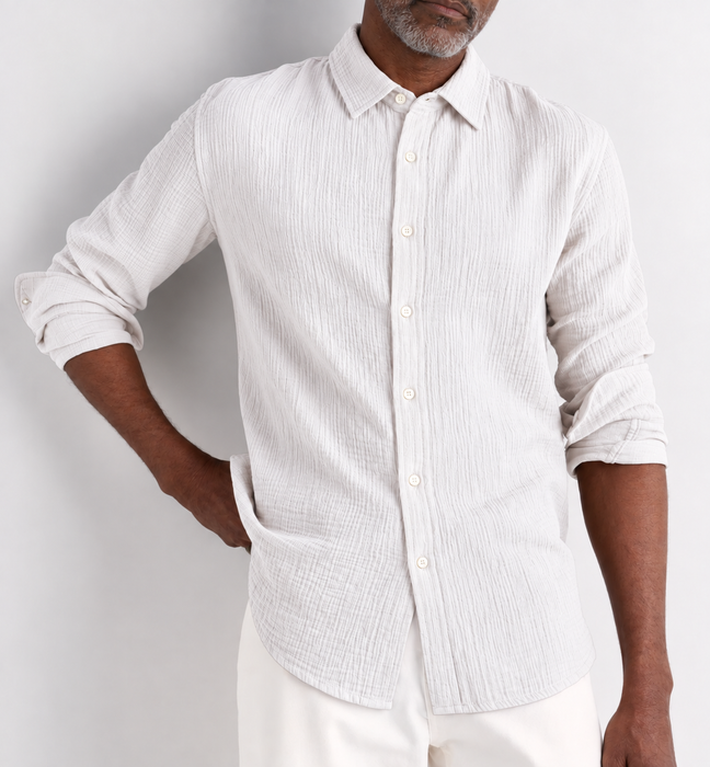 100% Organic Cotton Gauze Long Sleeve Shirt - Magnetic Closure